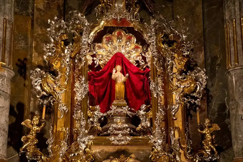 Statue of the Infant Jesus of Prague inside the Church of Our Lady of Victory